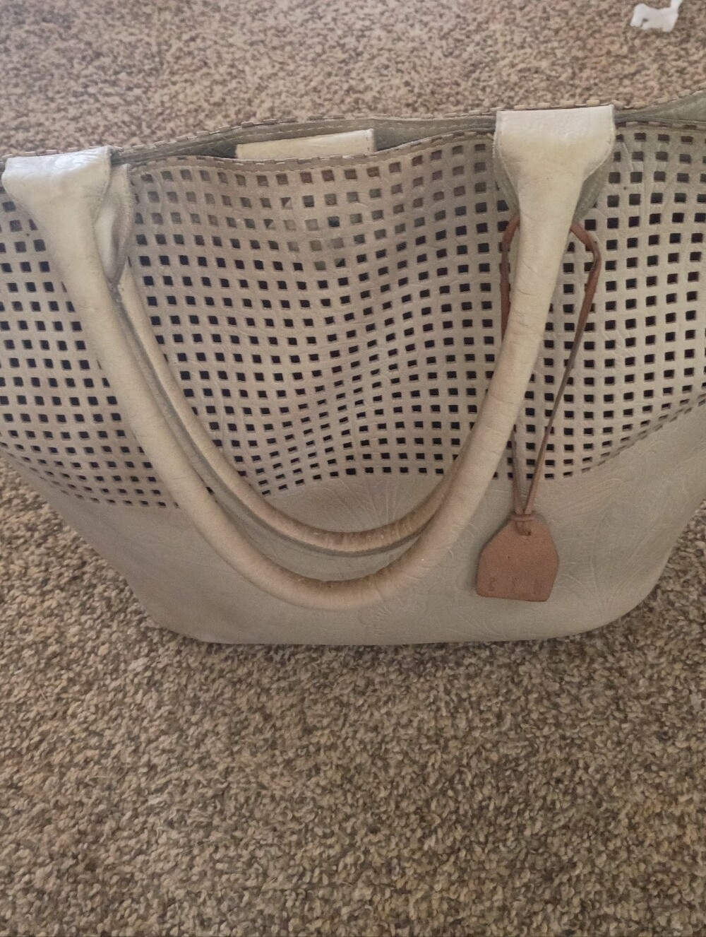 CEM Leather Tote Bag in Light Gray